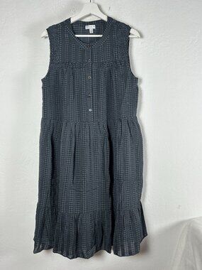 Anthropologie Current Air Womens Gray Gingham Sleeveless Tiered Dress Medium